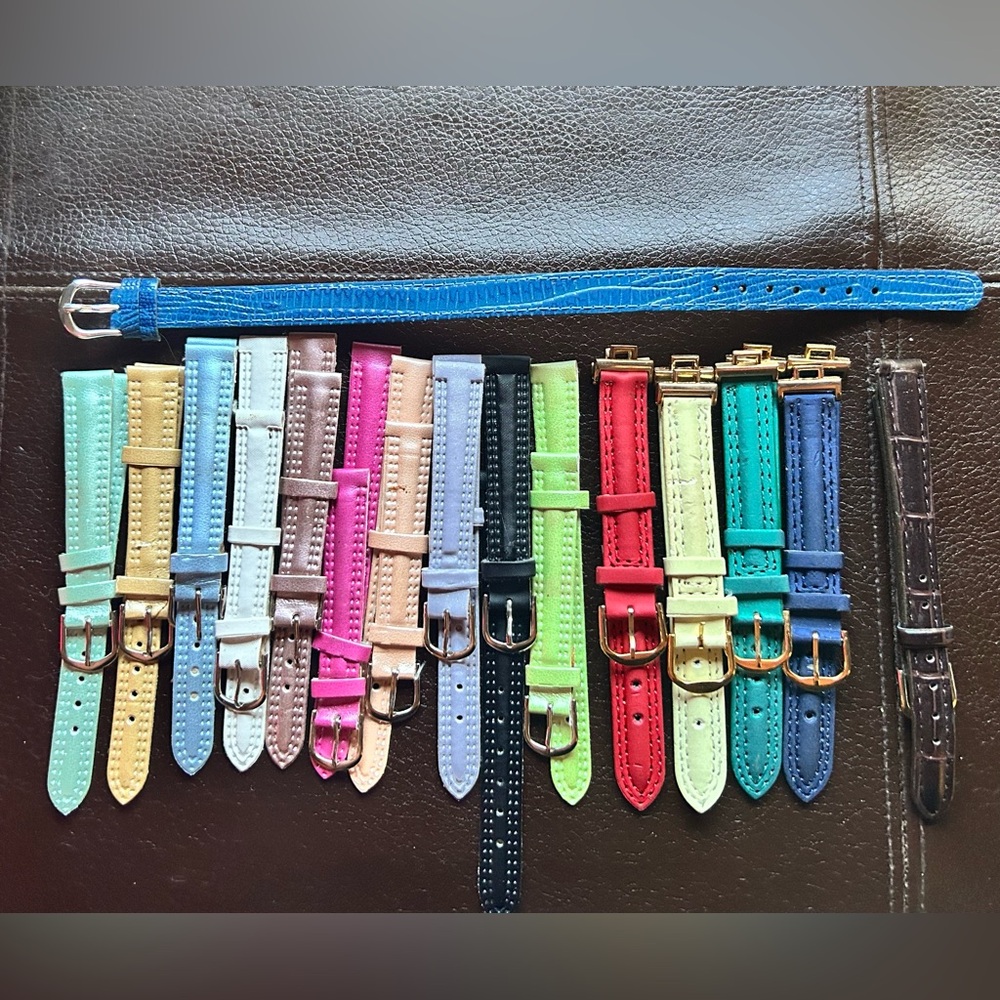 Vintage genuine and imitation leather colorful watch band mix